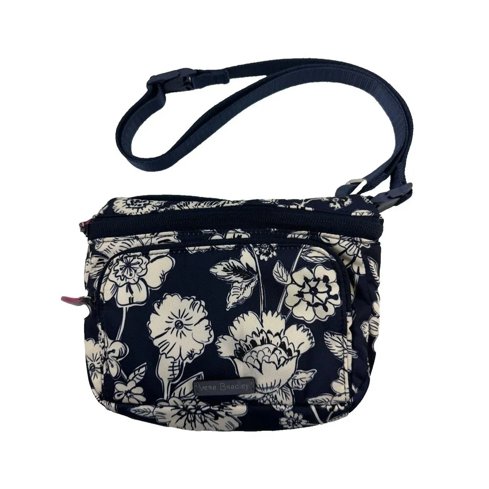 Vera Bradley Midtown Belt Bag Midnight Floral Blue White Travel Small Adjustable